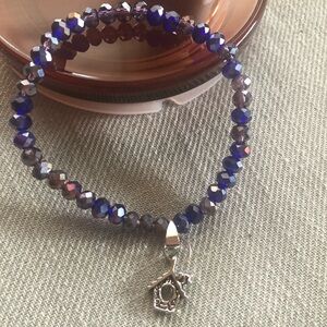 Elegant Blue Beaded Bracelet with Charm